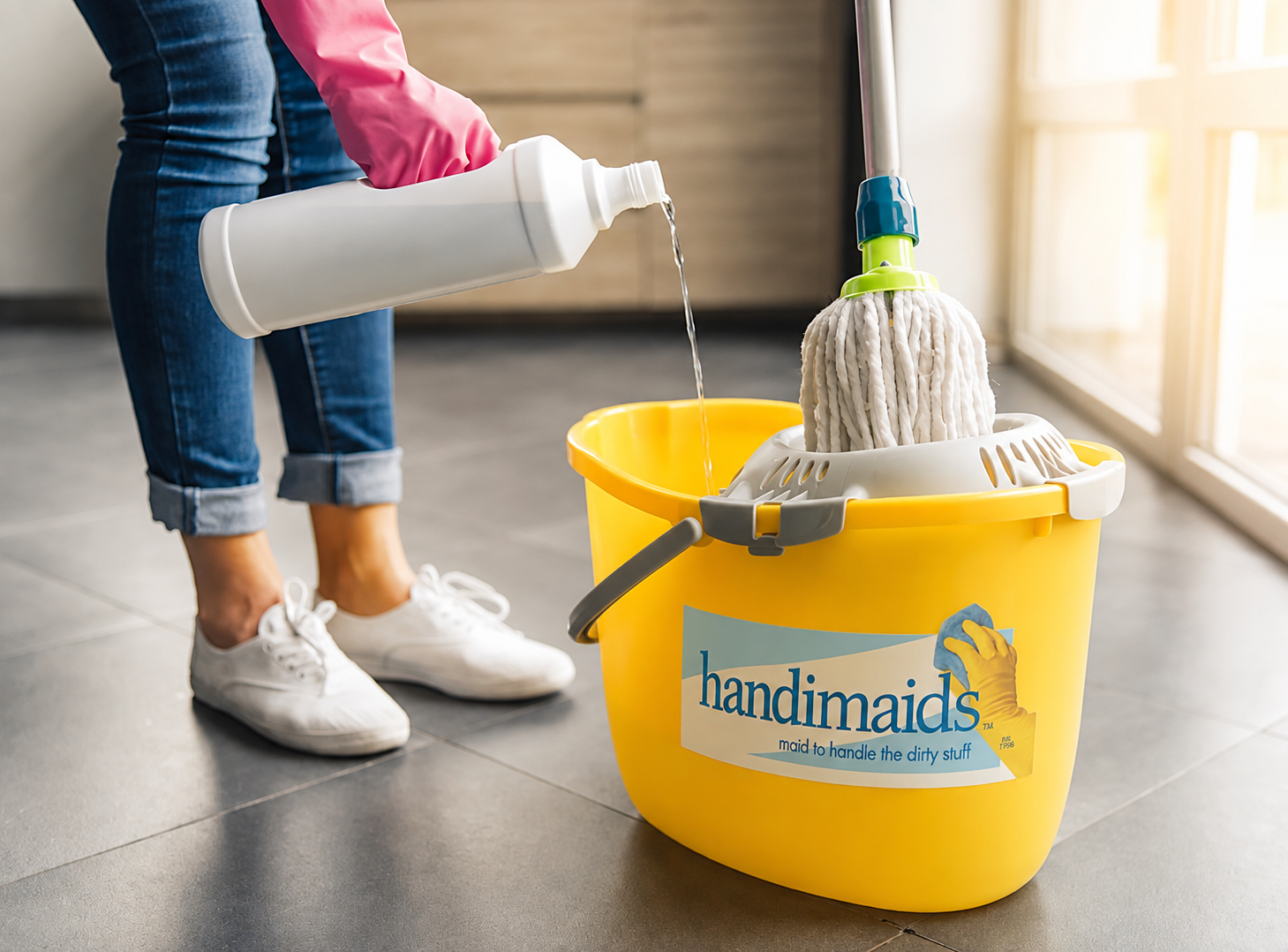 Handi Maids professional mopping a customer's home